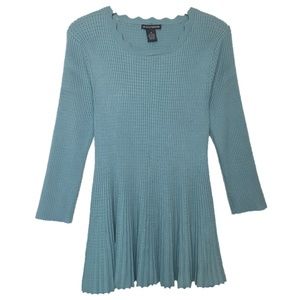 Chelsea & Theodore Blue 3/4 Sleeve Peplum Sweater